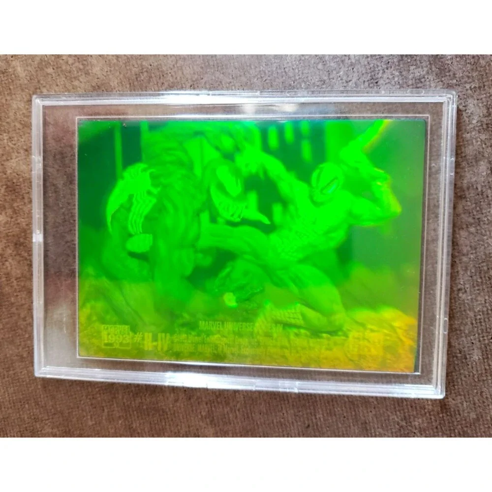 1993 SKYBOX MARVEL UNIVERSE HOLOGRAM #1 OF 5 GREEN HOLO VAR! W/Plastic Protector